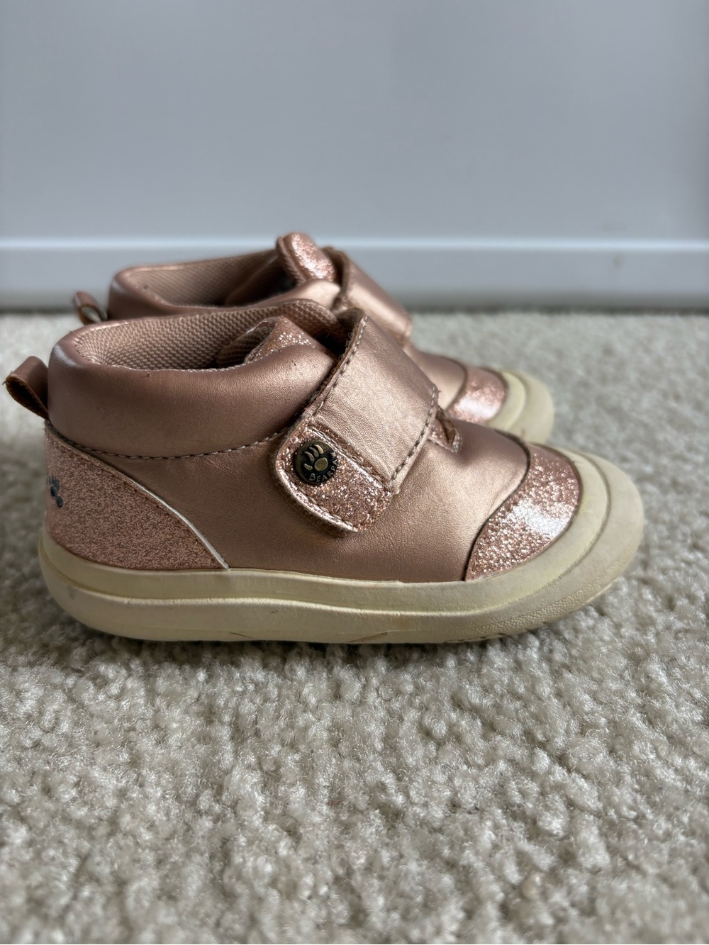 BearPaw Toddler Rose Gold Glitter High-Top Sneakers